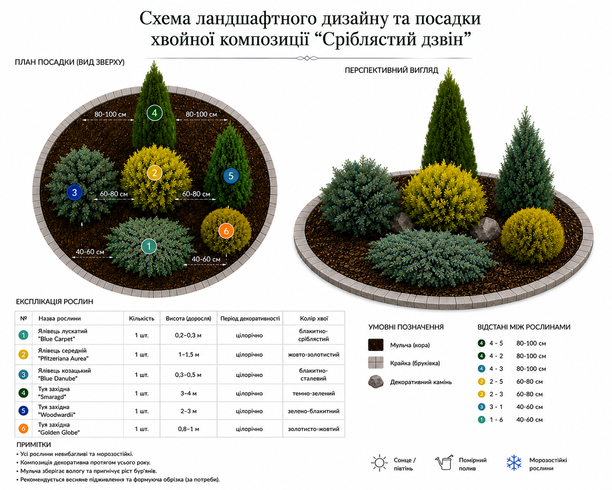 Хвойна клумба "Сріблястий дзвін"