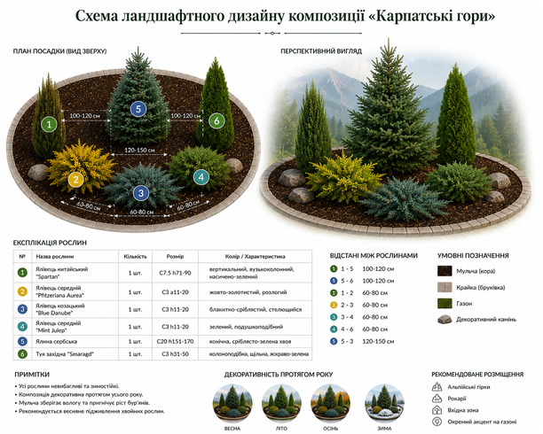 Хвойна клумба "Карпатські Гори"