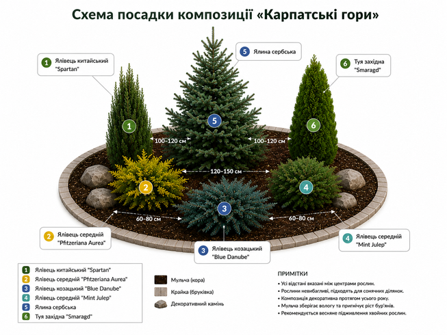 Хвойна клумба "Карпатські Гори"